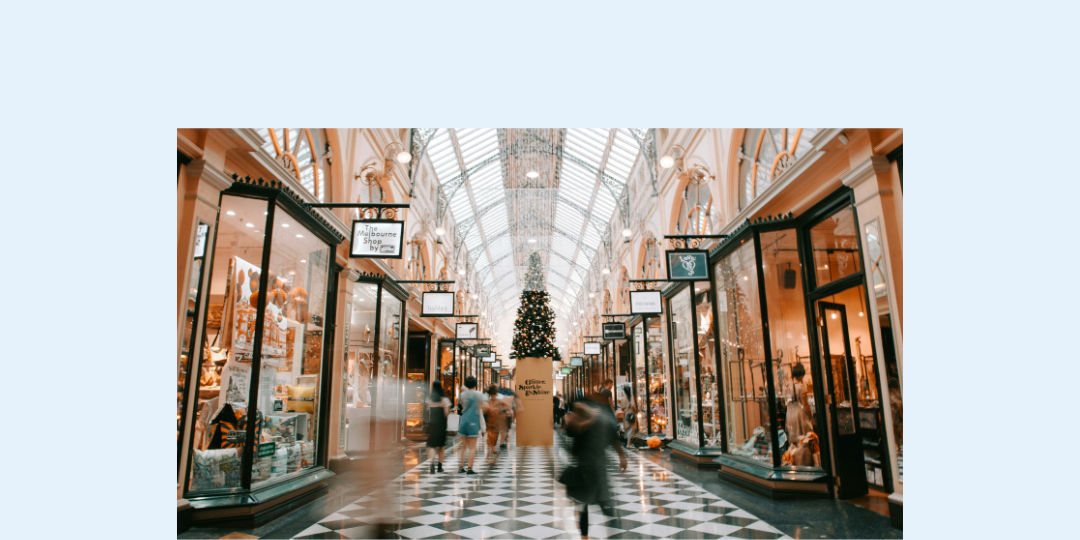 Retail stores in a shopping centre.